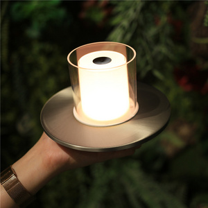 Small Flameless Vintage Retro 3000K Wireless Rechargeable Touch Dimmable Decorative Ambient LED Table Candle Warm Lamp