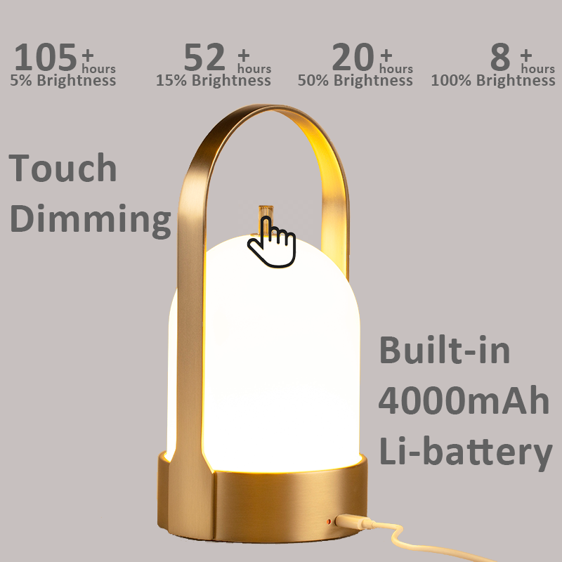 Modern 4000mAh Rechargeable Battery Oil Lantern Cordless Dimmable Portable LED Table Lamp for indoor decorative lighting