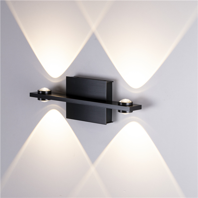 COMELY Aluminium Alloy black 4 Lights LED Wall Light Up Down 11W Indoor Wall Lamp led light wall washer Luz de Parede