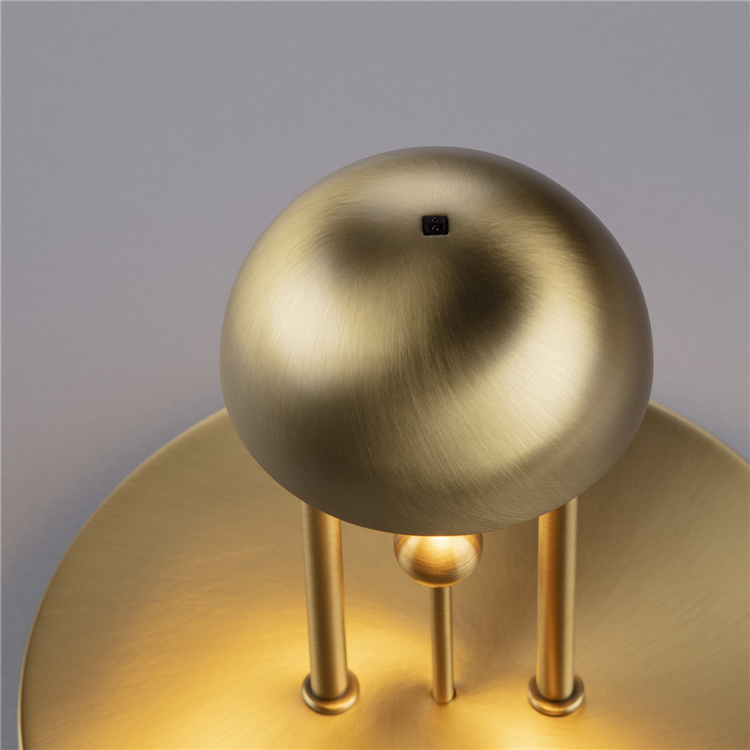 Nordic Modern Cordless Brass Night Light 2000mAh Rechargeable Battery Table Light Touch Dimmable Decorative LED Mushroom Lamp