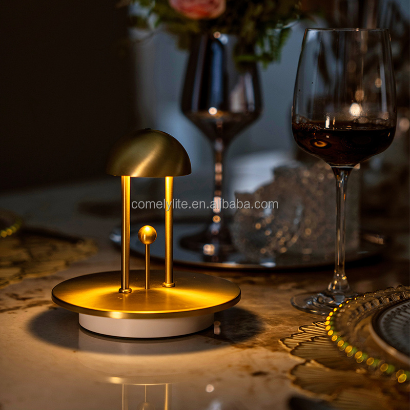 Fancy Newest Table Light ROHS Certification Aluminium Dimmable Control Rechargeable Golden Jingle Night Lamp