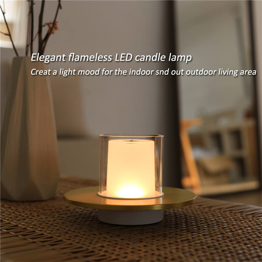 Nostalgia Candle Light Metal Disk Candle Flameless Gesture Control Dimming LED Pillar Wax Candle Table Lamp Da Tavolo