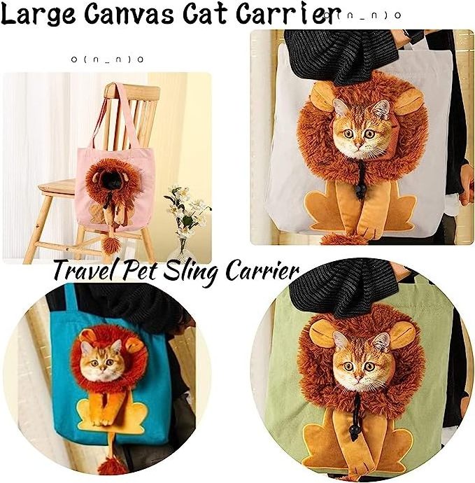 Custom Cute Lion-Shaped Cat Carrier Bag Tote Pet Handbag Canvas Carrier Shoulder Bag Portable Pet Carriers Bag Travel Products