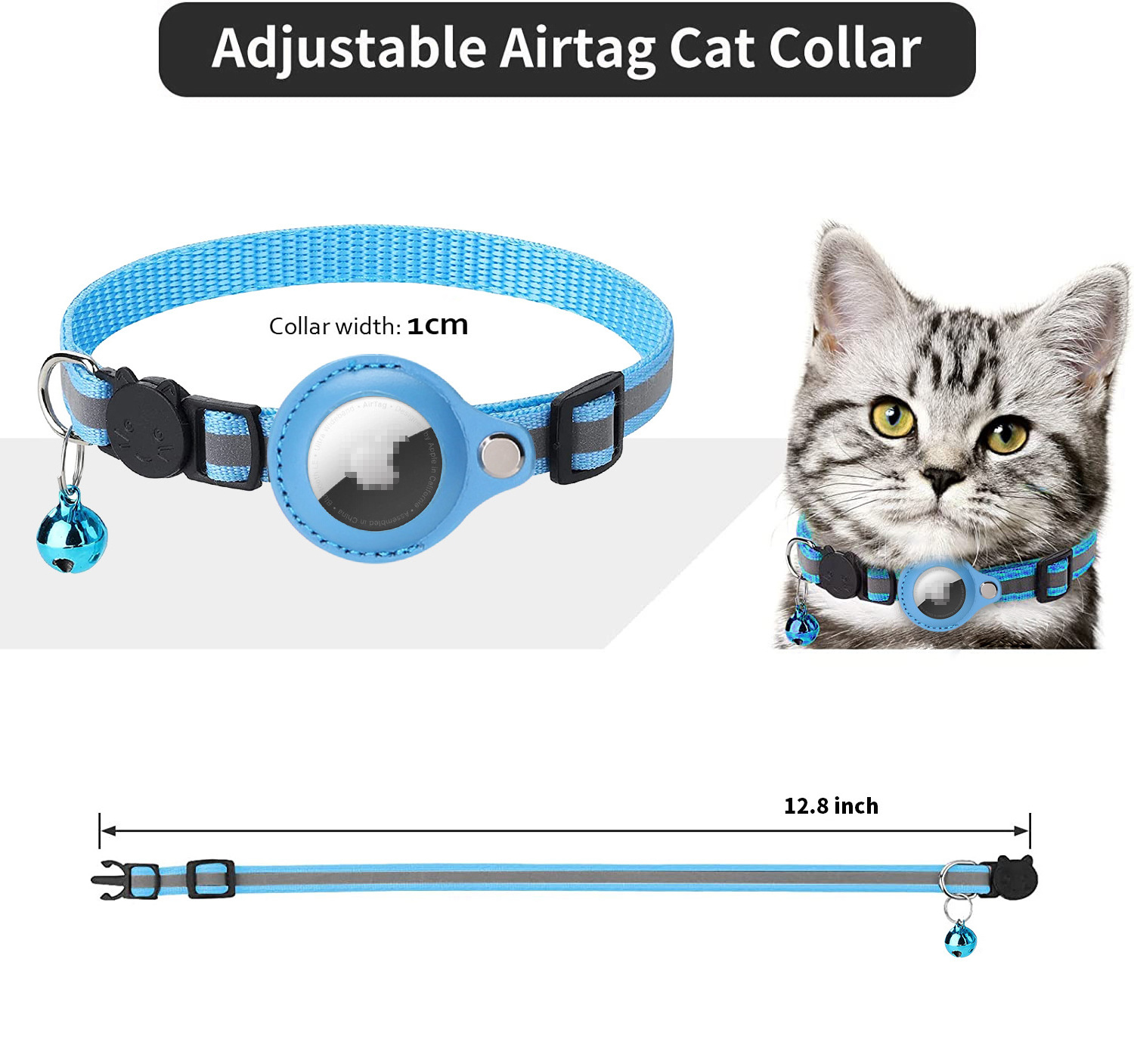 Airtag Case pet smart gps tracker for pet dog cat kids collar airtag dog cat collar with bell reflective breakaway cat collar