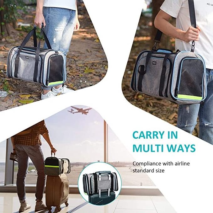 Pet Carrier Airline Approved 3 Open Doors Expandable Foldable Soft Sided Dog Carrier Cat Carrier Pet Travel Bag