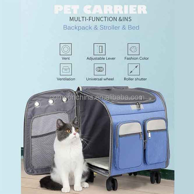 OEM 4 Wheels Dog Pet Cat Stroller Carrier Backpack with 2 Mesh Windows for Puppy Pet Cat Stroller Dog Carriers Travel Products