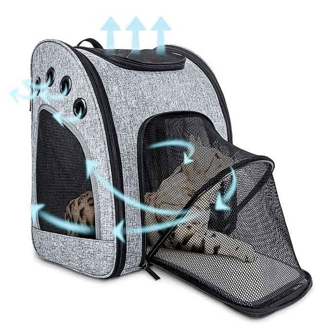 Katzen Rucksack High Quality Expandable Pet Cat Travel Carrier Backpack with Mesh Window Cat Backpack Expandable Pet Carrier