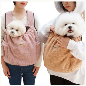 Fleece Pet Carrier Backpack for Cats and Dogs Backpack Front Small Korean Carrying Pet Carrier Bags for Cat Dog Backpack Carrier