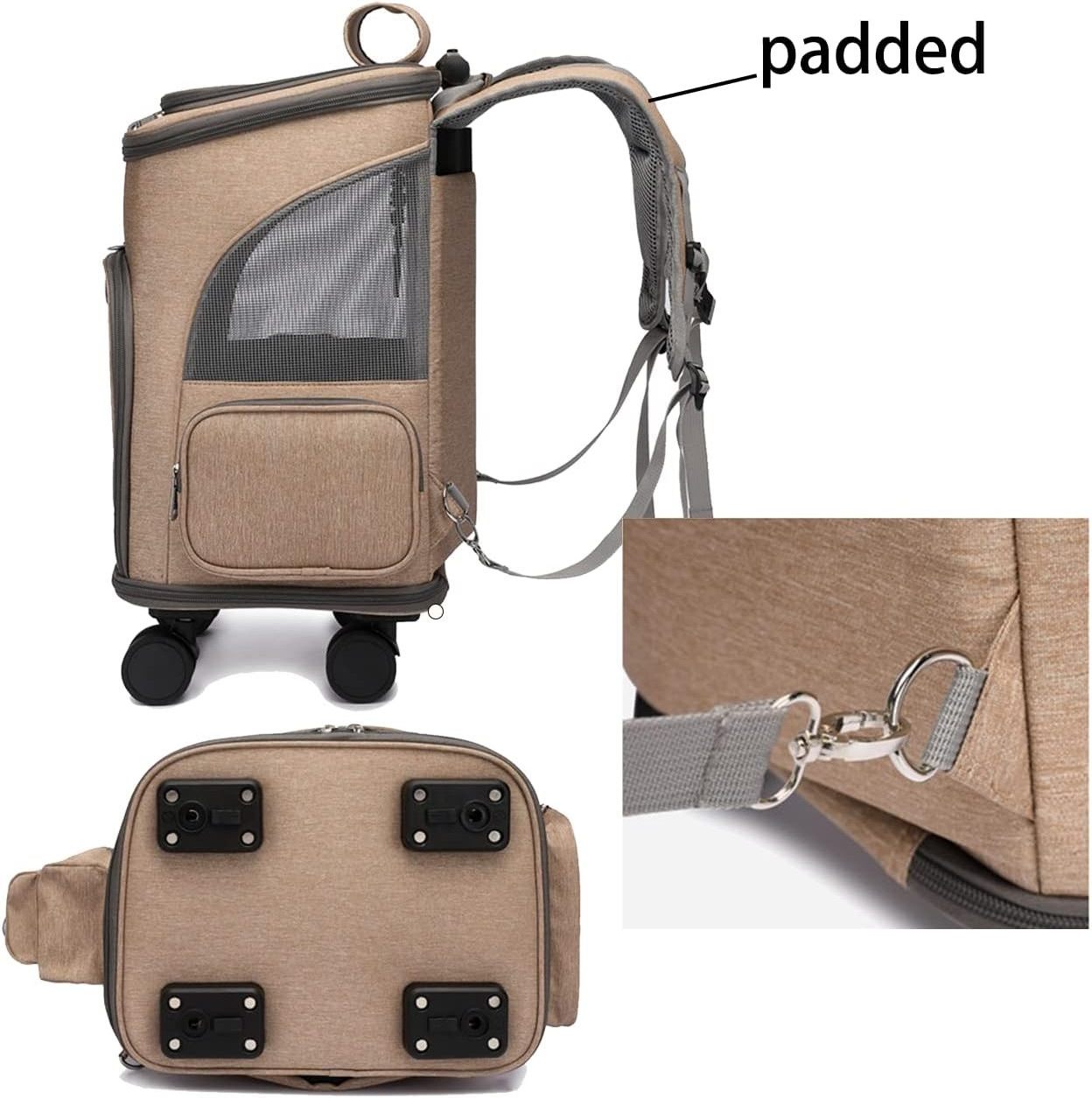 Travel Dog Carry cat bags backpack pet carrier with wheels foldable dog rolling pet carrier backpack bag with Telescopic Rod