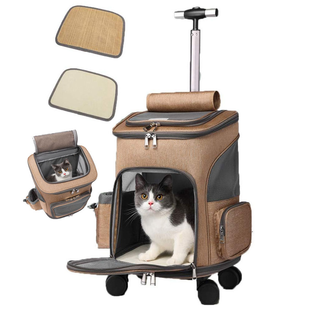 Travel Dog Carry cat bags backpack pet carrier with wheels foldable dog rolling pet carrier backpack bag with Telescopic Rod