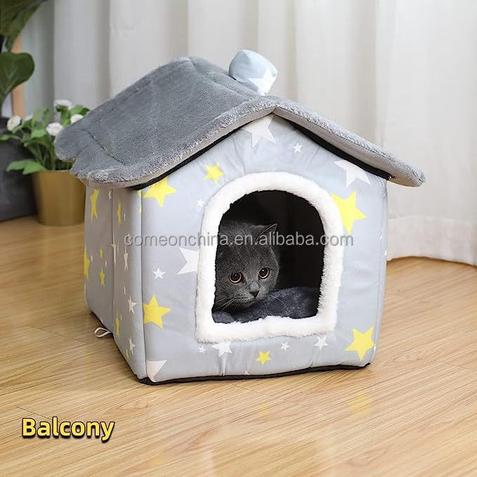 Factory Foldable Cat Dog House Indoor Luxury Kennel Pet Bed Tent Warm Plush Sleeping Nest Puppy Cave Sofa Small Dog Pet House