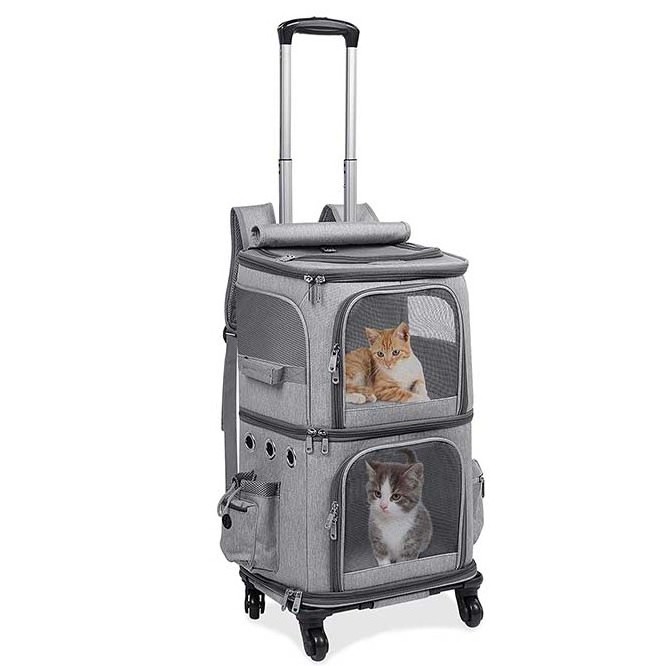 OEM Dog Cat Pet Trolley Bag Carrier Bag with Wheels Rolling backpack for Traveling Walking Pet carrier on Wheels Travel Trolley