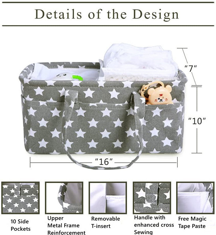 Baby Diaper Caddy Organizer Organizador Del Carrito Del Panal Del Bebe Nursery Organizer and Baby Diaper Caddy Cotton Tote Bag