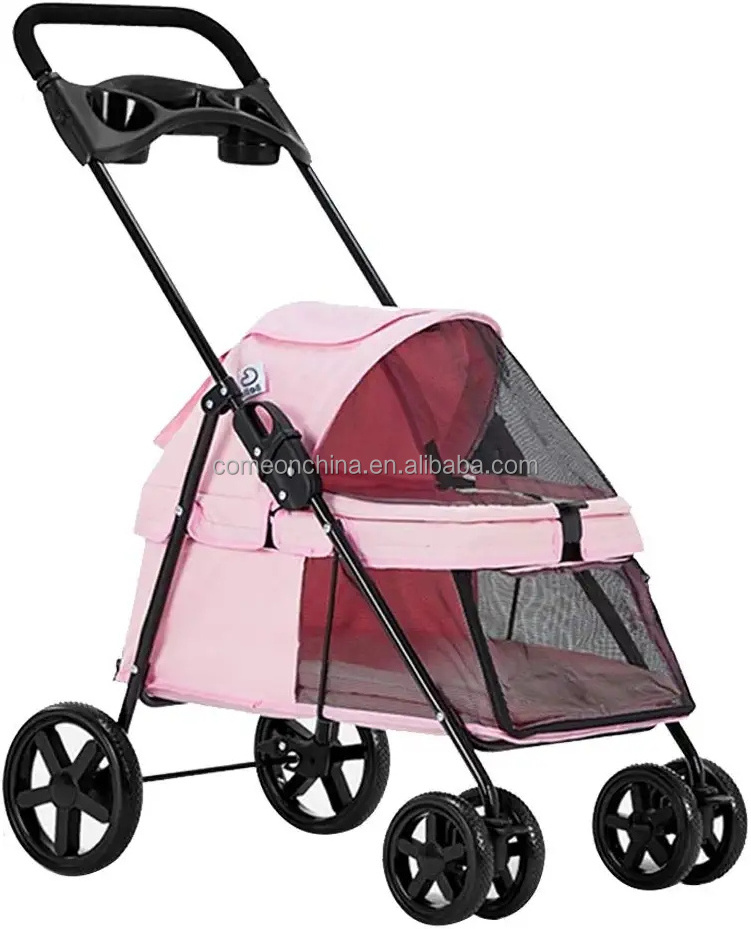 Pet Stroller for Small Medium Large Dogs Cats 4 wheels cochecito de mascotas Portable Lightweight Easy to Fold Pet Stroller