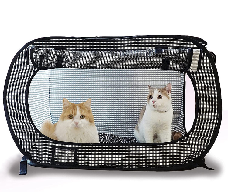 Katzenkafig Custom Foldable Portable Big Large Stress Free Mesh Cat Transport Cage Hotel Carrier for Pet Kennel Travel Cat Cage