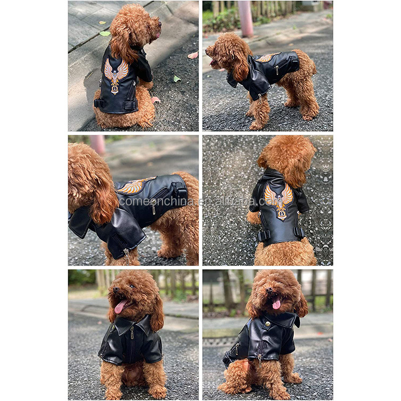 OEM Wholesale PU Leather Waterproof Luxury Dog Winter Jacket Fashion Motorcycle Coat For Pet Clothes Designer Dog Leather Jacket