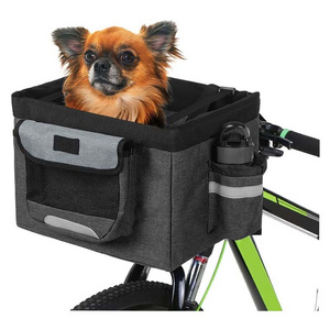 Wholesale Travel Foldable Front Bike Pet Carrier for Dogs Cats Bicycle Basket Puppy Cat Bicycle Seat Bike Pet Dog Carrier Bag