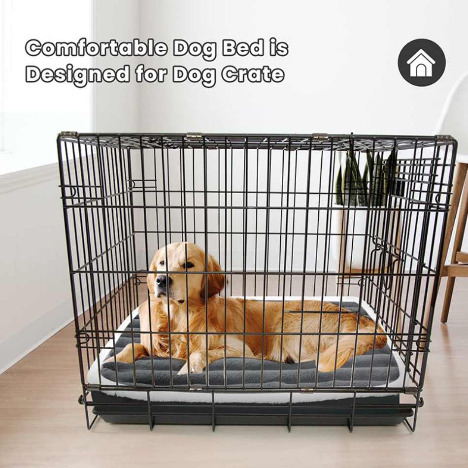 Cushioned Square Plush Dog Bed Sleeping Crate Mat Large Dog Bed Mat with Zipper Removable Cover Orthopedic Pet Dog Mattress Bed