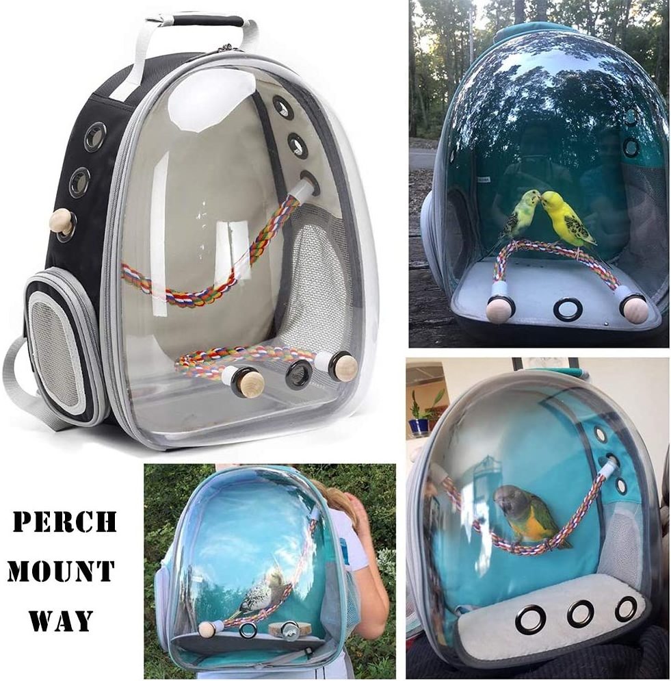 OEM Bird Carrier Travel Cage Portable Bubble Bird Carrier Bag Backpack with Rope Perch Bird Travel Bag Parrot Carrier Backpack