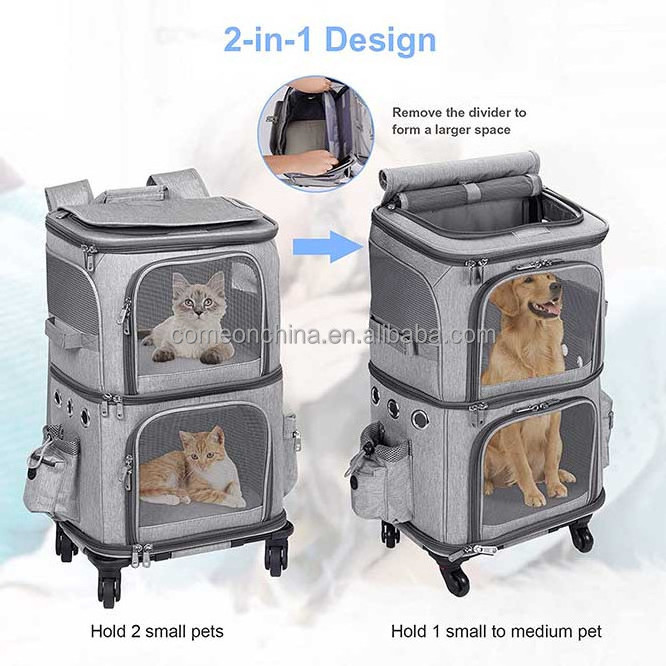 OEM Dog Cat Pet Trolley Bag Carrier Bag with Wheels Rolling backpack for Traveling Walking Pet carrier on Wheels Travel Trolley