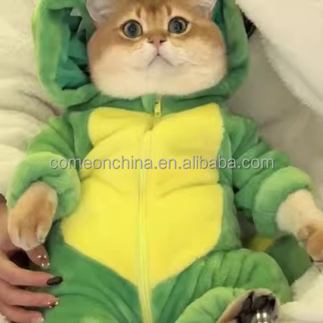 Cute Flannel Cat Dinosaur Jackets Hoodie Pet Dinosaur Costume for Cats Dog Outfit Halloween Cosplay Winter Cat Dinosaur Jacket