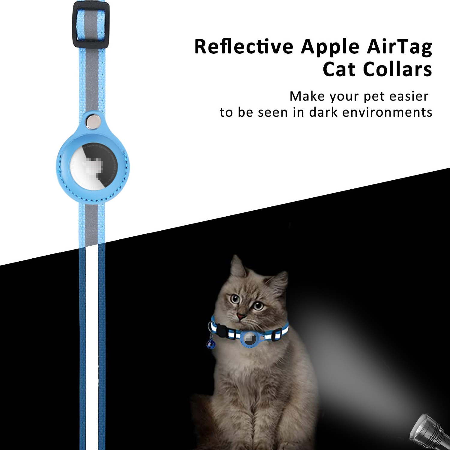 Airtag Case pet smart gps tracker for pet dog cat kids collar airtag dog cat collar with bell reflective breakaway cat collar