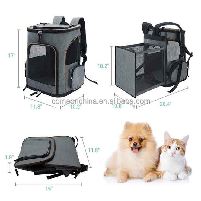 Factory Foldable Expandable Pet Cat Dog Carrier Backpack Ventilated Design for Puppy Hiking Cat Dog Pet Travel Backpack Carrier