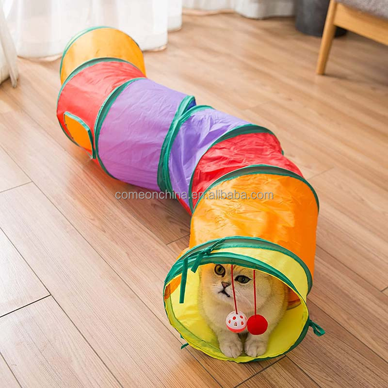 Outdoor Indoor Foldable Pet Cat Tunnel Tube Toy with Play Ball Interactive Pet Dog Hideaway Kitty Chute Training Play Cat Tunnel