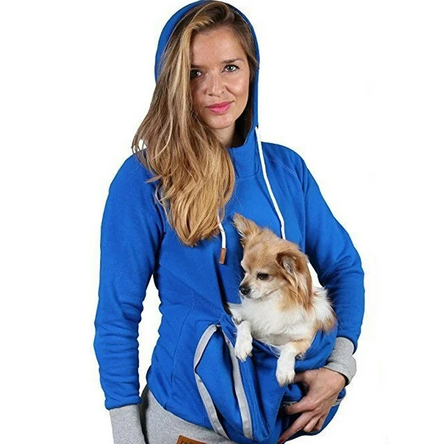 Women High Quality Pet Pouch Hoodie with Kangaroo Pocket Cat Carrier Small Dog Holder Sweatshirt Pet Lovers Pet Pouch Hoodie