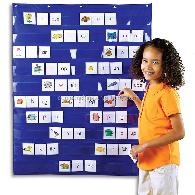 Wall Hanging Standard Pocket Chart Classroom Supplies Clear 10 Pockets Gifts for Teachers Preschool Home Classroom Pocket Chart