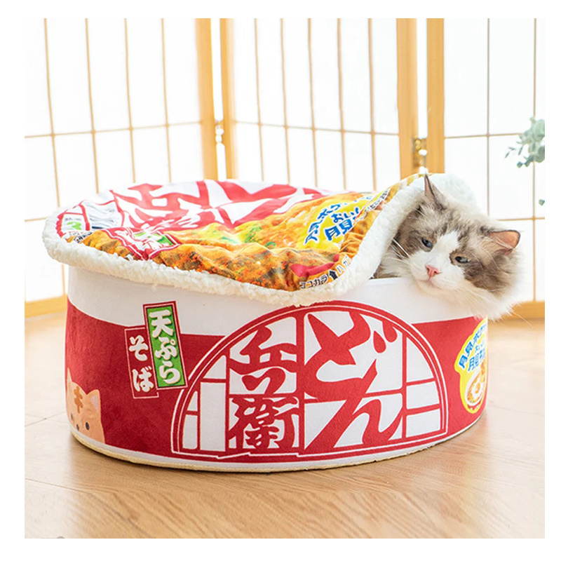 Removable Soft Cat Bed Noodle Cup House for Cats Dogs Pet Indoor Cute Cave Warm Pet Bed House Semi-Enclosed Cat House Indoor