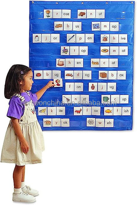 Wall Hanging Standard Pocket Chart Classroom Supplies Clear 10 Pockets Gifts for Teachers Preschool Home Classroom Pocket Chart