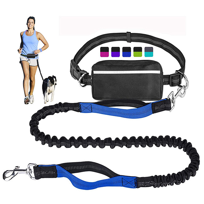 shock absorber dog leash with waist pouch running hands free dog leash with adjustable waist belt dog leash waist running belt