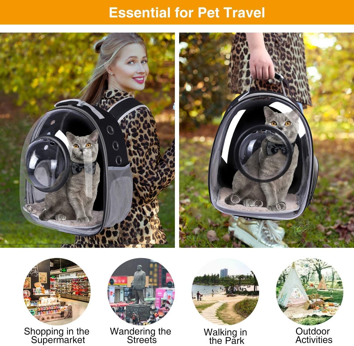 Bubble Transparent Space Capsule Pet Backpack for Puppies Bunny Cat Carrier Bag Traveling Camping Space Capsule Pet Backpack