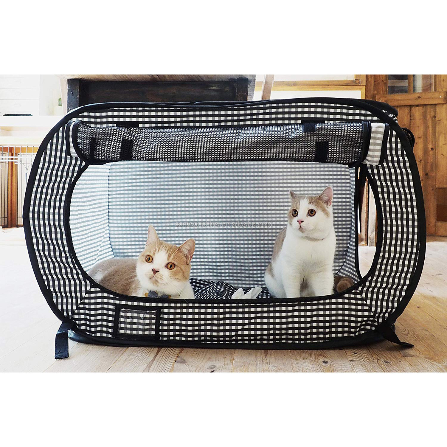 Katzenkafig Custom Foldable Portable Big Large Stress Free Mesh Cat Transport Cage Hotel Carrier for Pet Kennel Travel Cat Cage