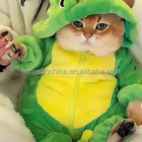 Cute Flannel Cat Dinosaur Jackets Hoodie Pet Dinosaur Costume for Cats Dog Outfit Halloween Cosplay Winter Cat Dinosaur Jacket