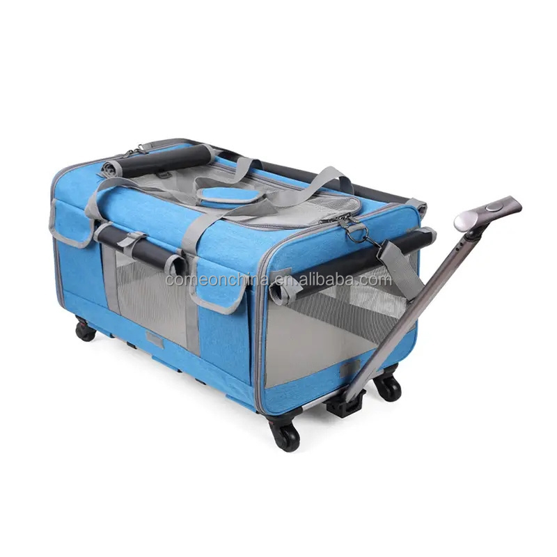 Airline Pet Trolley Carrier with Wheels Case Rolling Pet Carriers Bag Dog Cat Carry Travel Pet Trolley Carrier with Wheels