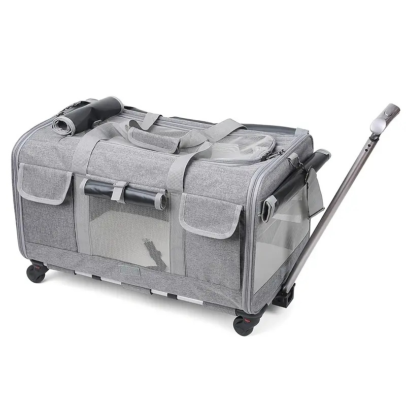 Airline Pet Trolley Carrier with Wheels Case Rolling Pet Carriers Bag Dog Cat Carry Travel Pet Trolley Carrier with Wheels