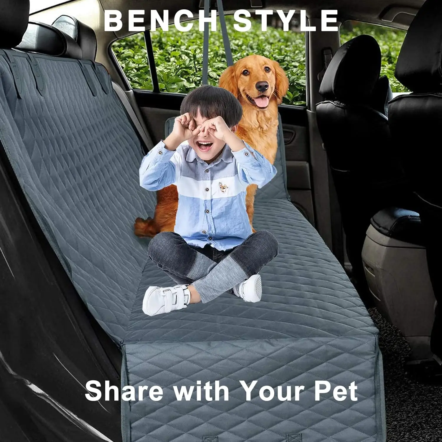 back seat extender for dogs hammock car pet backseat cover with mesh window dog back seat cover protector for pets waterproof