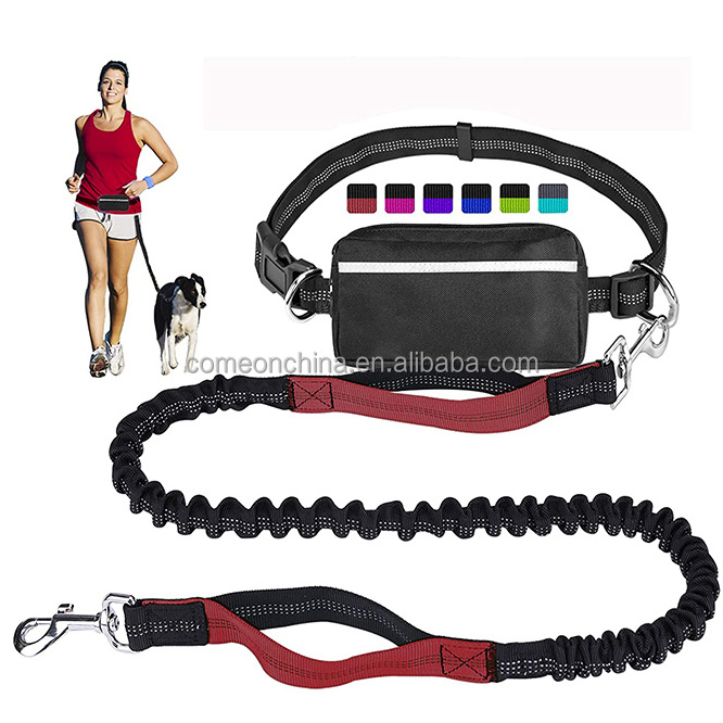 shock absorber dog leash with waist pouch running hands free dog leash with adjustable waist belt dog leash waist running belt