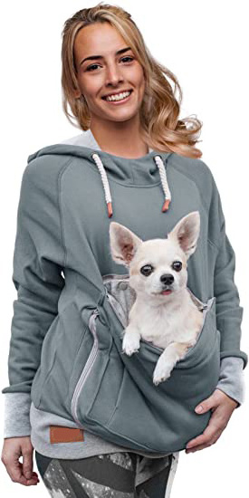 Women High Quality Pet Pouch Hoodie with Kangaroo Pocket Cat Carrier Small Dog Holder Sweatshirt Pet Lovers Pet Pouch Hoodie