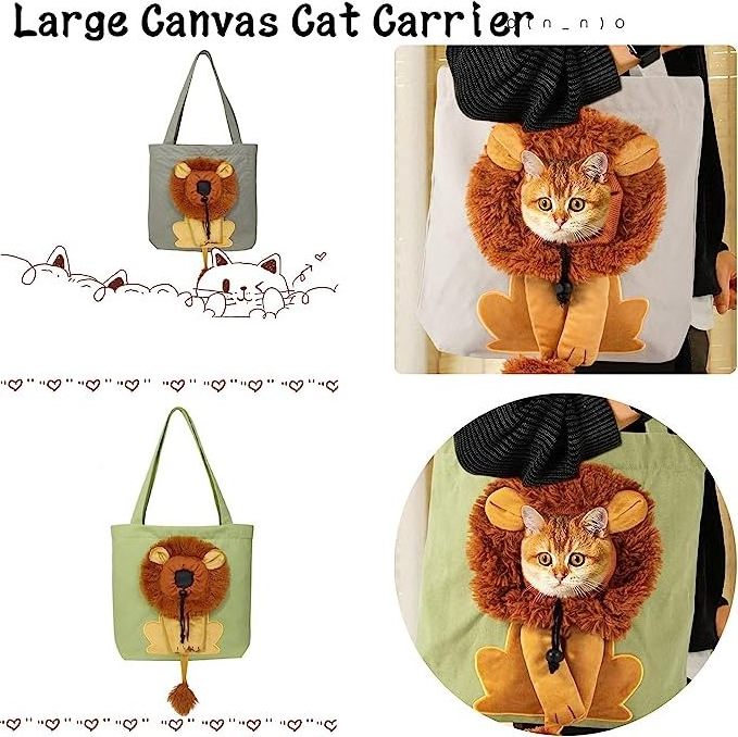 Custom Cute Lion-Shaped Cat Carrier Bag Tote Pet Handbag Canvas Carrier Shoulder Bag Portable Pet Carriers Bag Travel Products