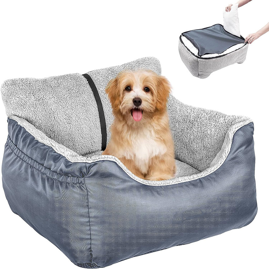 Washable Dog Car Seat Pet Booster Car Seat for Small Dogs Carseat Portable  Pet Dog Car Booster Seat Bed with Storage Pockets