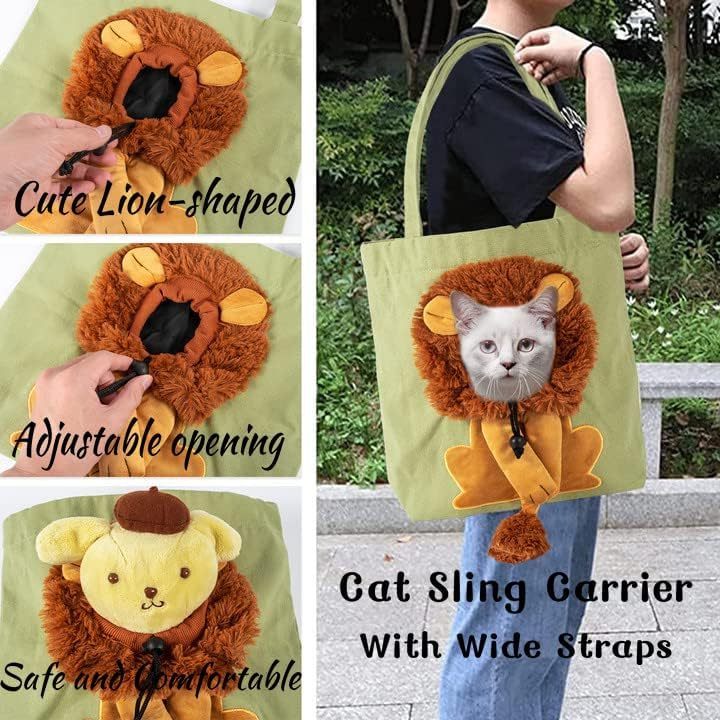 Custom Cute Lion-Shaped Cat Carrier Bag Tote Pet Handbag Canvas Carrier Shoulder Bag Portable Pet Carriers Bag Travel Products