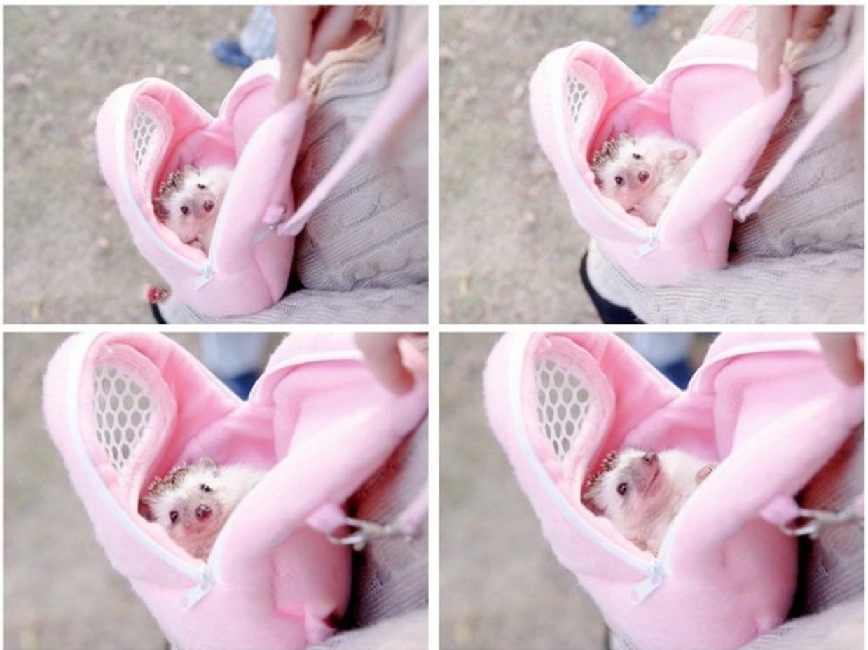 OEM Cute plush rabbit backpack shoulder crossbody bag hedgehog bunny rabbit carrier bag Mesh Pet Guinea pig hamster carrier bag