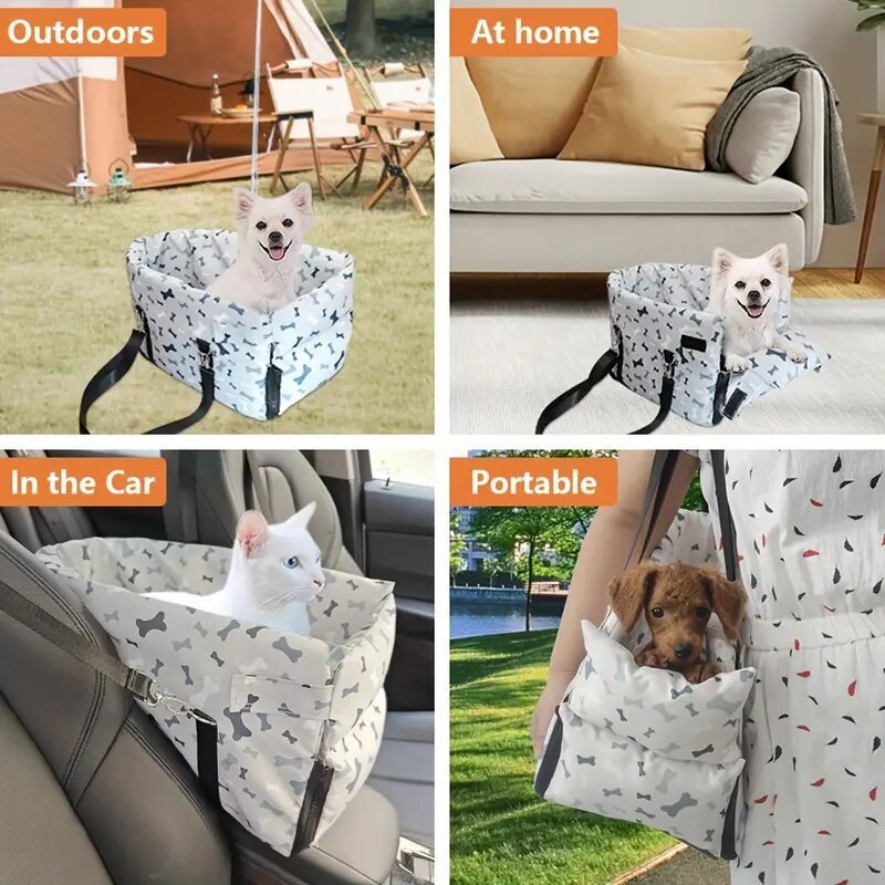 Fashion Print pet dog booster seat car center console seat for dog Tote Central Control Armrest pet booster seat for small dogs