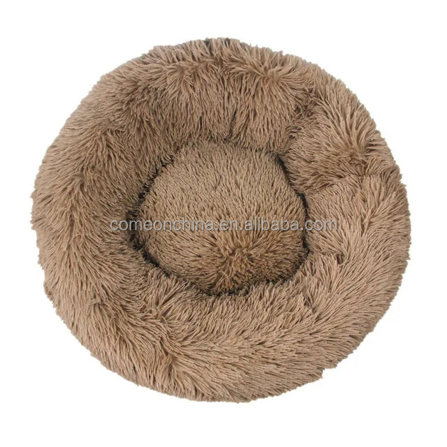 Wholesale Faux Fur Calming Dog Bed for Small Medium Large Pets Self Warming Cat Bed Winter Donut Cuddler Round Warm Pet Bed