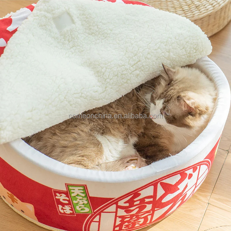 Removable Soft Cat Bed Noodle Cup House for Cats Dogs Pet Indoor Cute Cave Warm Pet Bed House Semi-Enclosed Cat House Indoor