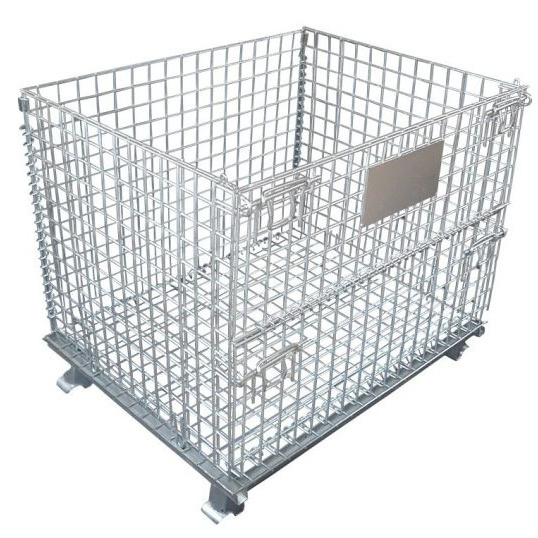 Galvanized Storage Cages Wire Basket Stillage Cage Wire Mesh Containers Warehouse Industrial Mesh Container For PET Preforms