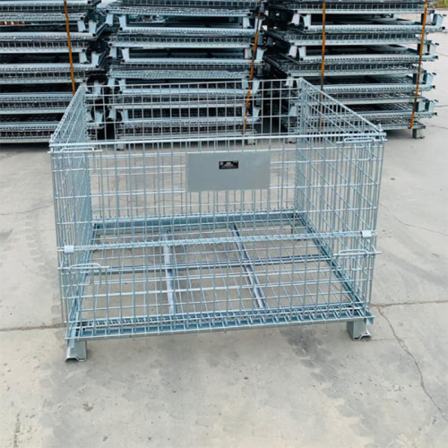 Galvanized Storage Cages Wire Basket Stillage Cage Wire Mesh Containers Warehouse Industrial Mesh Container For PET Preforms